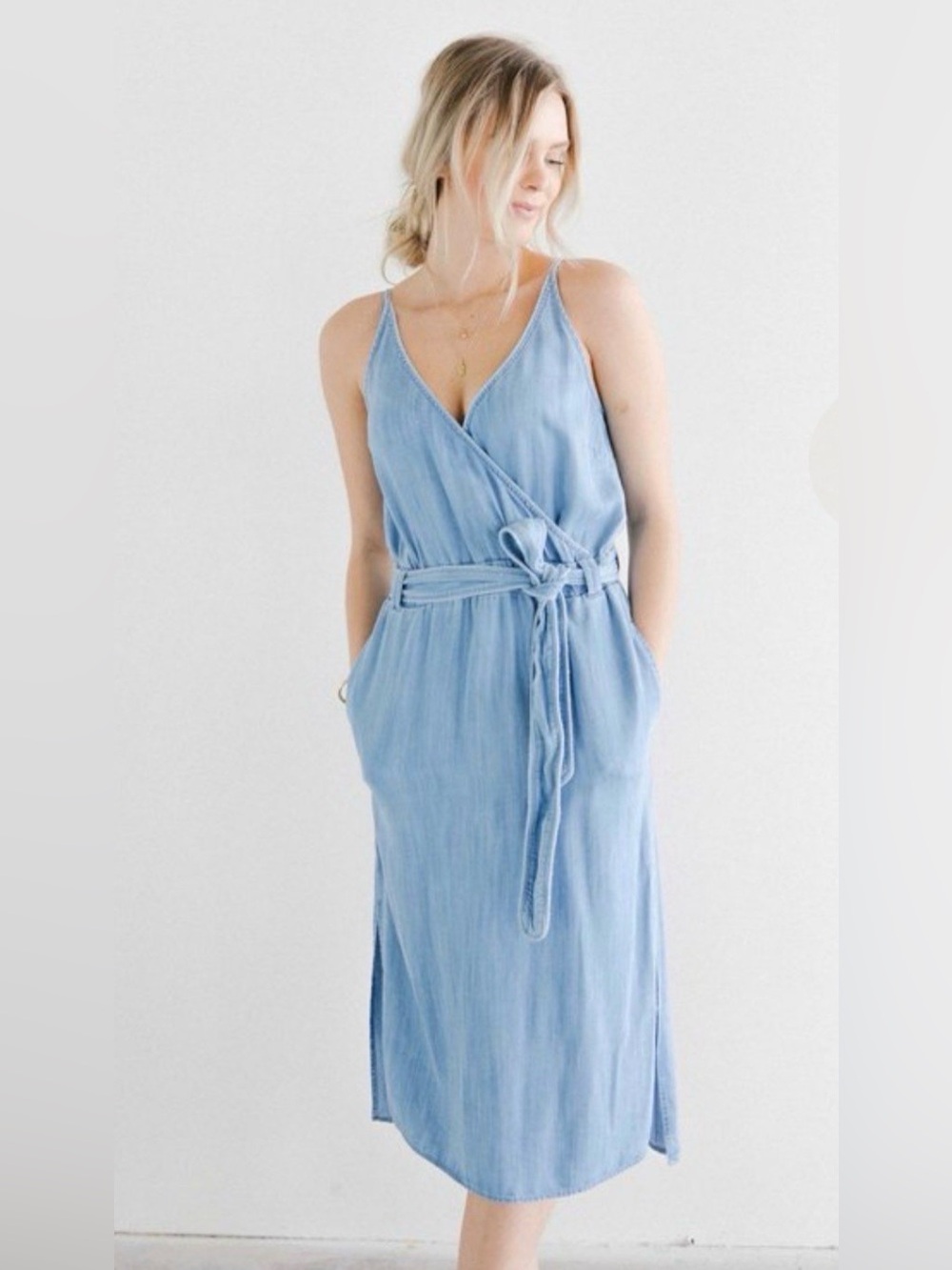 Cloth & Stone  Anthropologie Chambray Denim Midi Dress - XL